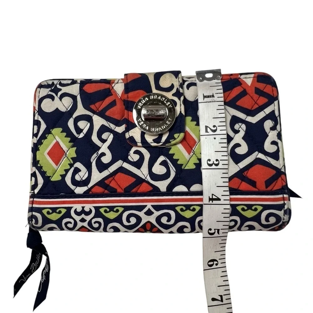 Vera Bradley Twist Lock Wallet Sun Valley Retired Orange Navy | Cards ID Casual